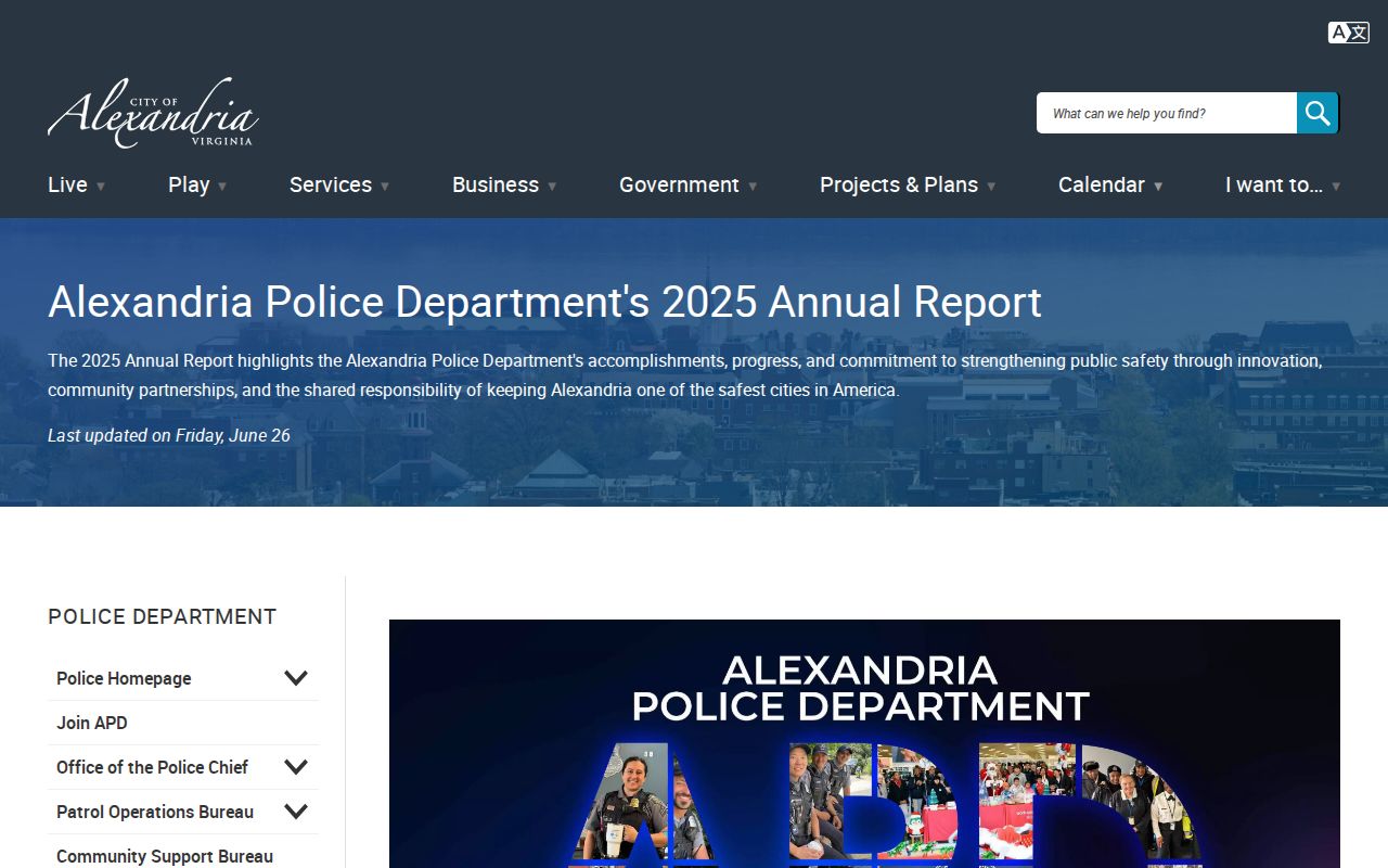 Alexandria criminal records context in APD 2025 annual report