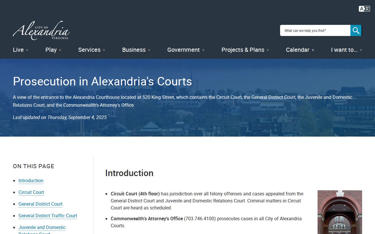 Alexandria criminal court records and courthouse court map