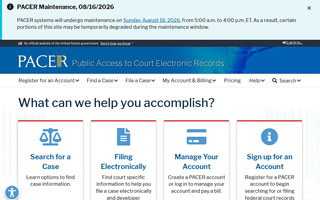 Alexandria federal criminal court records through PACER