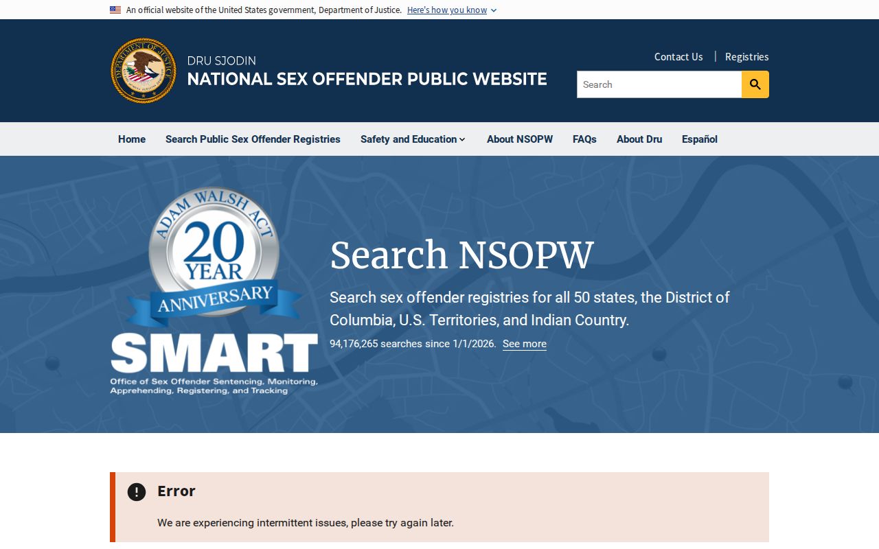Alexandria sex offender search through the national NSOPW registry interface
