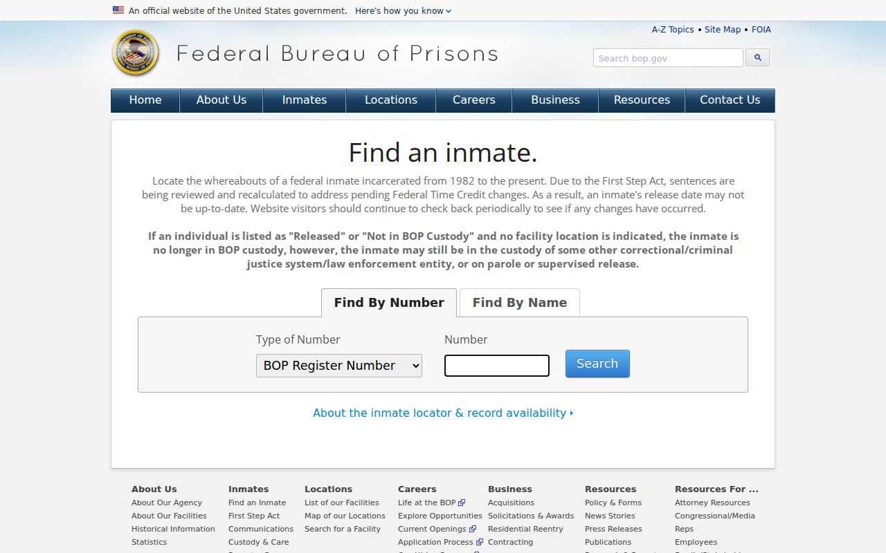 Alexandria criminal history federal custody search through BOP